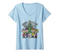 Womens Peanuts Retro Snoopy Charlie Brown Christmas 80s 90s Design V-Neck T-Shirt