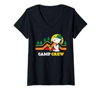 Womens Peanuts - Snoopy and Woodstock Beagle Scouts Camp Crew V-Neck T-Shirt
