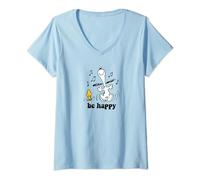 Womens Peanuts - Snoopy and Woodstock's Be Happy Dance V-Neck T-Shirt