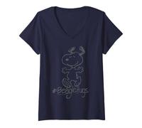 Women's Peanuts Snoopy Beagle Hug Dog Best Friend Cuddle BFF Classic V-Neck T-Shirt