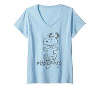 Women's Peanuts Snoopy Beagle Hug Dog Best Friend Cuddle Classic BFF V-Neck T-Shirt