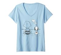 Women's Peanuts Snoopy Charlie Brown Best Friends Together Retro BFF V-Neck T-Shirt