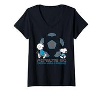 Womens Peanuts Snoopy Charlie Football World Championship Fun Retro V-Neck T-Shirt
