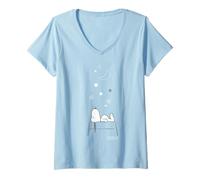 Women's Peanuts Snoopy Dog House Night Sky Star Dreamer Classic Pose V-Neck T-Shirt