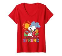 Womens Peanuts Snoopy Easter Spring Cottage Garden Classic Fun 90s V-Neck T-Shirt