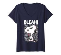 Womens Peanuts Snoopy Graffiti Splat Bleah LOL 90s Stencil V-Neck T-Shirt