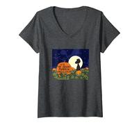 Women's Peanuts Snoopy Its The Great Pumpkin V-Neck T-Shirt, Dark Heather Grey, Medium