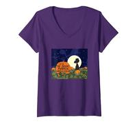 Women's Peanuts Snoopy Its The Great Pumpkin V-Neck T-Shirt, Purple, Large