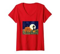 Women's Peanuts Snoopy Its The Great Pumpkin V-Neck T-Shirt, Red, Small
