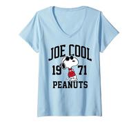 Women's Peanuts - Snoopy Joe Cool 1971 V-Neck T-Shirt, Baby Blue, Small
