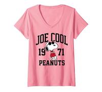 Women's Peanuts - Snoopy Joe Cool 1971 V-Neck T-Shirt, Pink, Medium