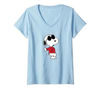 Women's Peanuts - Snoopy Joe Cool V-Neck T-Shirt, Baby Blue, Small