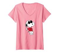 Women's Peanuts - Snoopy Joe Cool V-Neck T-Shirt, Pink, Large