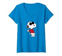 Women's Peanuts - Snoopy Joe Cool V-Neck T-Shirt, Sapphire Blue, Medium