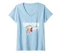 Womens Peanuts Snoopy Love Woodstock Graffiti Retro 90s Art Street V-Neck T-Shirt
