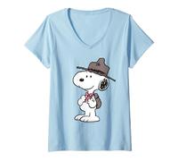 Women's Peanuts Snoopy Scout Leader Summer Adventure Classic Beagle V-Neck T-Shirt