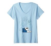 Womens Peanuts - Snoopy Travel Stamps V-Neck T-Shirt