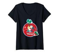 Women's Peanuts Xmas Snoopy Charlie Sally Eat Drink Merry Friends V-Neck T-Shirt