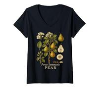 Women's Pear Tree Botanical Fruit Vintage Orchard Graphic V-Neck T-Shirt