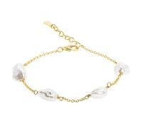 Women's Pearl Bracelet with Four Freshwater Cultured Pearl Baroque Keshi shape 8-9 mm - 925 Sterling Silver Chain 18k Gold Plated by Secret & You - 17-20 cm long.
