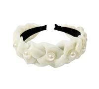 Women's Pearl Braided Hair Bands, Twist Hair Band, Tulle Headband, Braided Hair Bands, Vintage Headband, Non-Slip Hair Accessories, Headpiece for Daily Wear, White