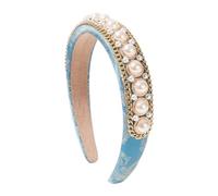 Womens Pearl Crystal Headband Elegant Wide Padded Hair Band Chic Accessory