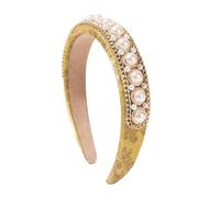 Womens Pearl Crystal Headband Elegant Wide Padded Hair Band Chic Accessory