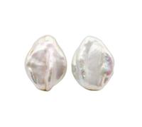 Women's Pearl Earrings, Oversized Pearls, White Natural Baroque Pearls, 925 Silver, Ladies Gift Lasting (White 1 pair)