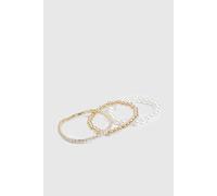 Womens Pearl Embellished 4 Pack Bracelets - Gold - One Size, Gold