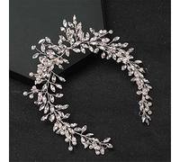Women's Pearl Rhinestone Flower Headband Hairband Headdress Wedding Headdress Queen Party Headdress (Silver11)