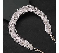 Women's Pearl Rhinestone Flower Headband Hairband Headdress Wedding Headdress Queen Party Headdress (Silver13)