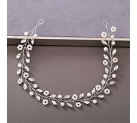 Women's Pearl Rhinestone Headband Wedding Hair Accessories Bridal Headdress Hair Accessories Silver Headband (Silver 8)