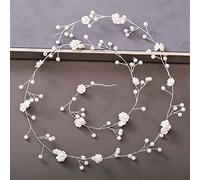 Women's Pearl Rhinestone Headband Wedding Hair Accessories Bridal Headdress Hair Accessories Silver Headband (Silver 19)
