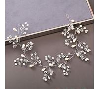 Women's Pearl Rhinestone Headband Wedding Hair Accessories Bridal Headdress Hair Accessories Silver Headband (Silver 5)