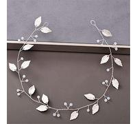 Women's Pearl Rhinestone Headband Wedding Hair Accessories Bridal Headdress Hair Accessories Silver Headband (Silver)