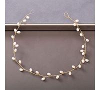 Women's Pearl Rhinestone Headband Wedding Hair Accessories Bridal Headdress Hair Accessories Silver Headband (Light Gold)