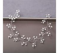 Women's Pearl Rhinestone Headband Wedding Hair Accessories Bridal Headdress Hair Accessories Silver Headband (Silver 4)