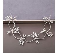 Women's Pearl Rhinestone Headband Wedding Hair Accessories Bridal Headdress Hair Accessories Silver Headband (Silver)