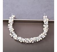 Women's Pearl Rhinestone Headband Wedding Hair Accessories Bridal Headdress Hair Accessories Silver Headband (Silver 17)