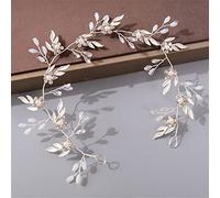 Women's Pearl Rhinestone Headband Wedding Hair Accessories Bridal Headdress Hair Accessories Silver Headband (Silver 20)