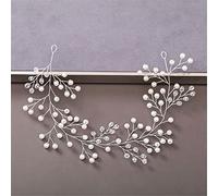 Women's Pearl Rhinestone Headband Wedding Hair Accessories Bridal Headdress Hair Accessories Silver Headband (Silver 12)