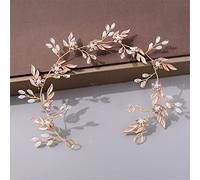 Women's Pearl Rhinestone Headband Wedding Hair Accessories Bridal Headdress Hair Accessories Silver Headband (Light Gold 2)