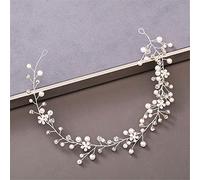 Women's Pearl Rhinestone Headband Wedding Hair Accessories Bridal Headdress Hair Accessories Silver Headband (Silver 11)