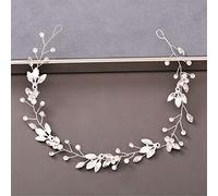 Women's Pearl Rhinestone Headband Wedding Hair Accessories Bridal Headdress Hair Accessories Silver Headband (Silver No. 7)