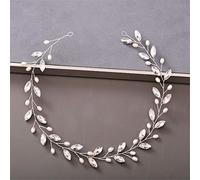 Women's Pearl Rhinestone Headband Wedding Hair Accessories Bridal Headdress Hair Accessories Silver Headband (Silver 2)