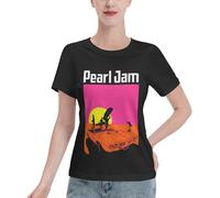 Women's Pearl Rock Band Jam Cotton T-Shirt Exquisite Stylish Printed Short Sleeves Unlock Summer Multi-Scenario Outfits Comfortable&Casual Black L