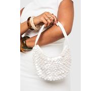 Womens Pearlised Shell Embellished Grab Bag - White - One Size, White