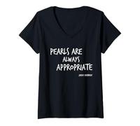 Womens Pearls Are Always Appropriate Jackie Kennedy Quote V-Neck T-Shirt
