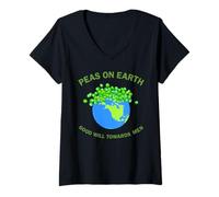 Womens Peas On Earth V-Neck T-Shirt