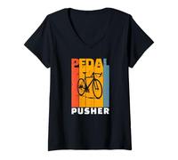 Women's Pedal Pusher Funny Cycling Bicycle Biking Cyclist Bicycling V-Neck T-Shirt